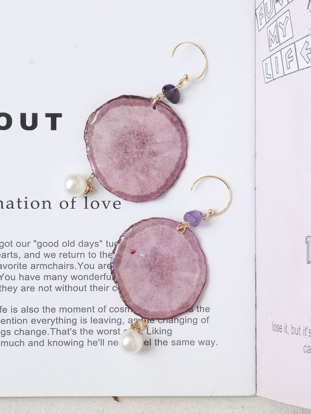 Real Carrot & Purple Sweet Potato Slice Earrings - "Harvest Gem" Vegetable Resin Jewelry - Yunicrafts