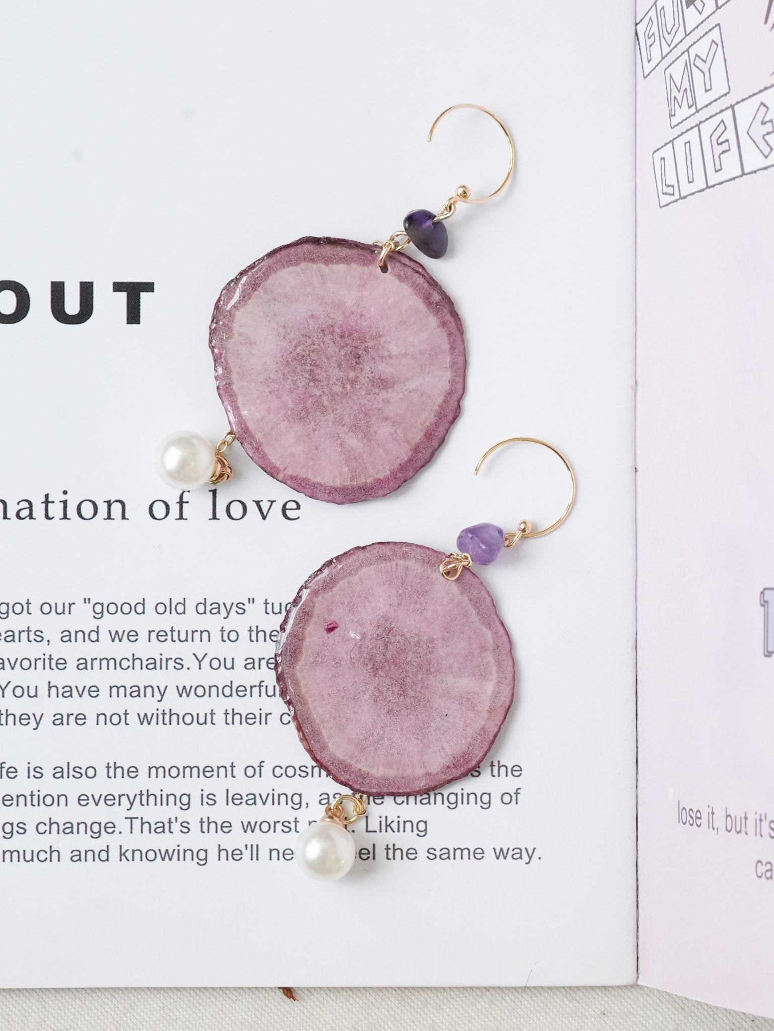 Real Carrot & Purple Sweet Potato Slice Earrings - "Harvest Gem" Vegetable Resin Jewelry - Yunicrafts