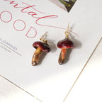 Real Golden Chanterelle Mushroom Earrings - Handcrafted Botanical Resin Jewelry - Yunicrafts