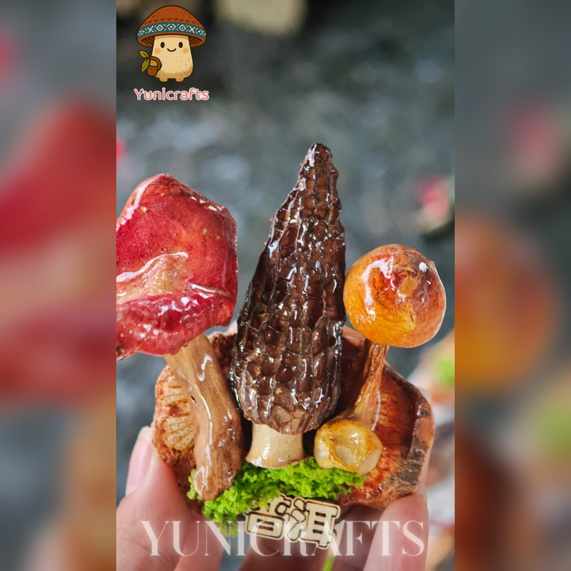 Handcrafted Real - Mushroom Fridge Magnets – Nature Preserved in Art Gift Idea - Yunicrafts