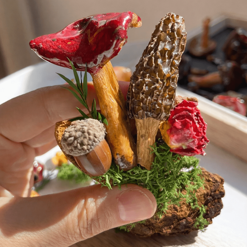 Handcrafted Real - Mushroom Fridge Magnets – Nature Preserved in Art Gift Idea - Yunicrafts