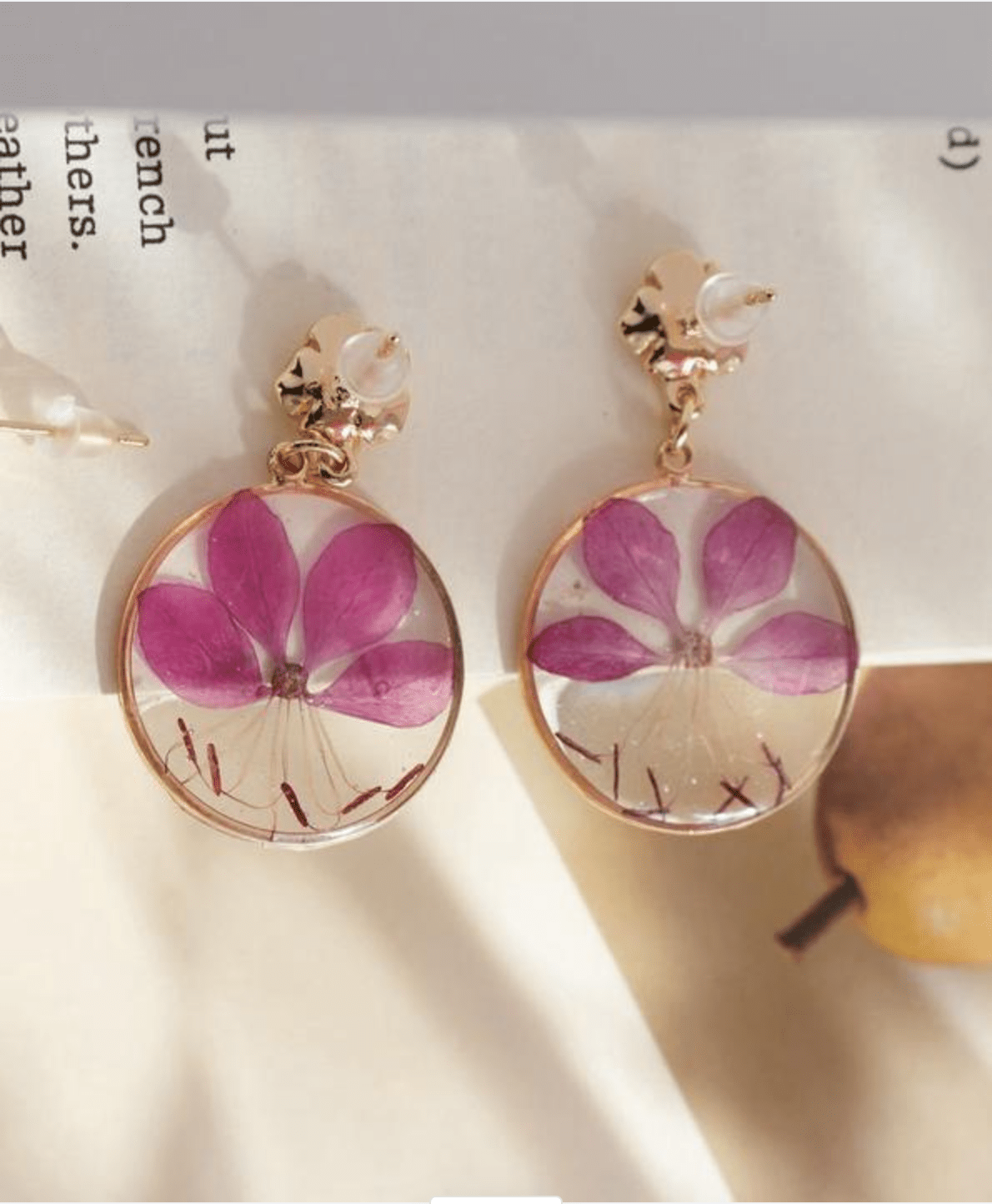 Real Purple Azalea Earrings - "Dancing Bloom" Pressed Flower Jewelry - Yunicrafts