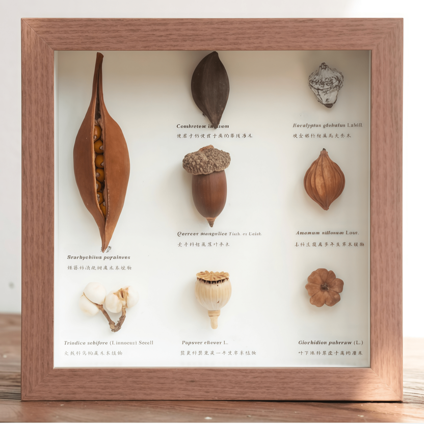 "The Rainforest Seed Vault" - Real Tropical Specimen Shadow Box Art (Square / A4 / A3) - Yunicrafts