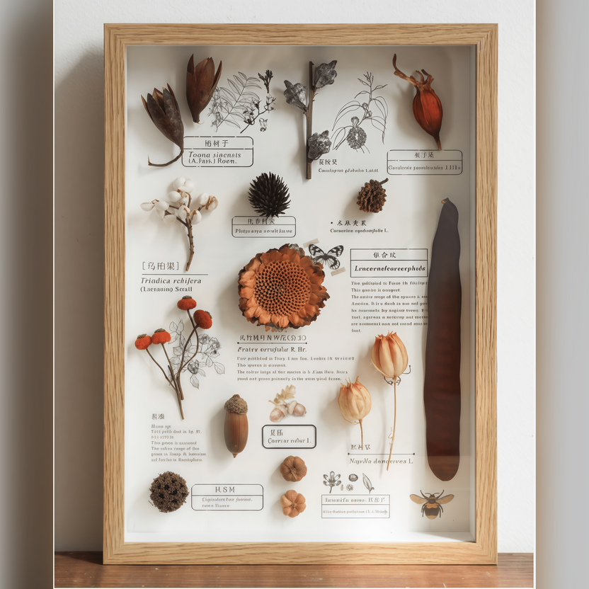 "The Rainforest Seed Vault" - Real Tropical Specimen Shadow Box Art (Square / A4 / A3) - Yunicrafts