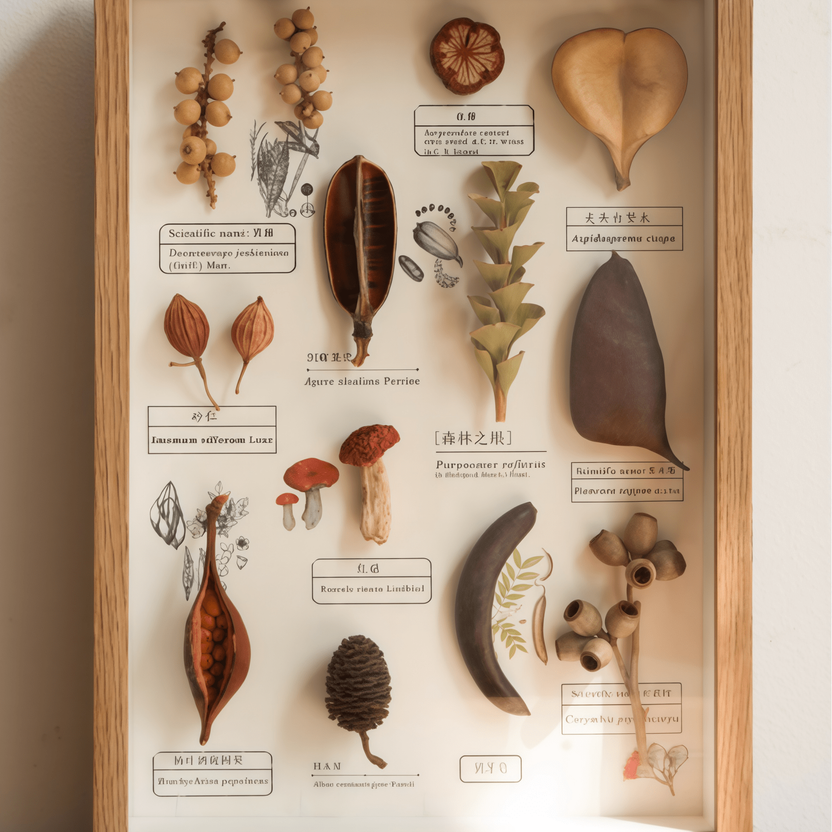 "The Rainforest Seed Vault" - Real Tropical Specimen Shadow Box Art (Square / A4 / A3) - Yunicrafts