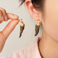 Real Wild Morel Mushroom Earrings - Botanical Resin Jewelry - Yunicrafts