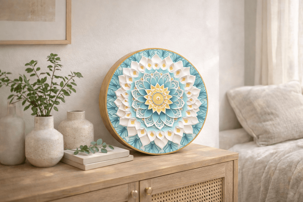 "Sea Spray Flower" Handcrafted Bamboo Stream Drum (30cm) – Professional Natural Wood Water Drum for Sound Therapy & Group Meditation - Yunicrafts