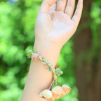 "The Spring Whisper" - Pastel Hand - Woven Bracelet with Nut Shell Bells - Yunicrafts