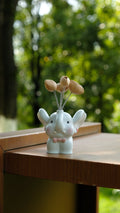 "Sweet Baby Elephant" - Cute Resin Car Ornament with Swaying Seed Balloons - Yunicrafts