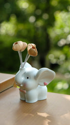 "Sweet Baby Elephant" - Cute Resin Car Ornament with Swaying Seed Balloons - Yunicrafts