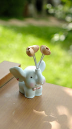 "Sweet Baby Elephant" - Cute Resin Car Ornament with Swaying Seed Balloons - Yunicrafts