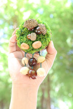 "The Acorn Family" - Handmade Moss Forest Wall Hanging & Seed Mobile - Yunicrafts