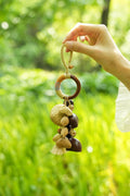 "The Artisan Hoop" - Yarn - Wrapped Wood Ring Charm with Natural Seeds & Tassel - Yunicrafts