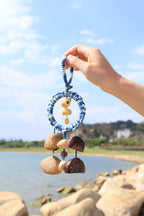 "The Azure Fawn" - Blue Woven Dreamcatcher Charm with Wooden Deer & Seed Bells - Yunicrafts
