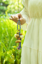 "The Azure Moon" - Blue Braided Bodhi Seed Charm with Tassel - Yunicrafts