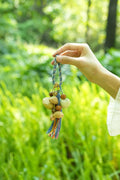 "The Azure Moon" - Blue Braided Bodhi Seed Charm with Tassel - Yunicrafts