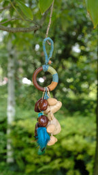 "The Azure Spirit" - Hand - Wrapped Wood Ring & Blue Feather Totem Charm - Yunicrafts