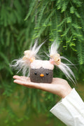 "The Bad Hair Day Monster" - Fuzzy Pink Nut Shell Doll with Pistachio Clips - Yunicrafts