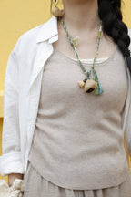 "The Braided Meadow" - Natural Seed Pod Necklace with Hand - Woven Colorful Cord & Tassel - Yunicrafts