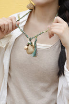 "The Braided Meadow" - Natural Seed Pod Necklace with Hand - Woven Colorful Cord & Tassel - Yunicrafts