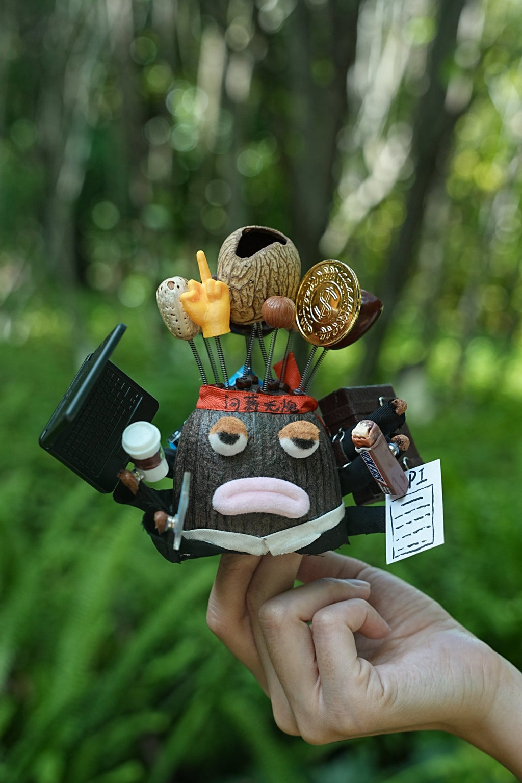 "The Corporate Survivor" - Funny Stressed Office Worker Doll with Laptop & Coffee - Yunicrafts