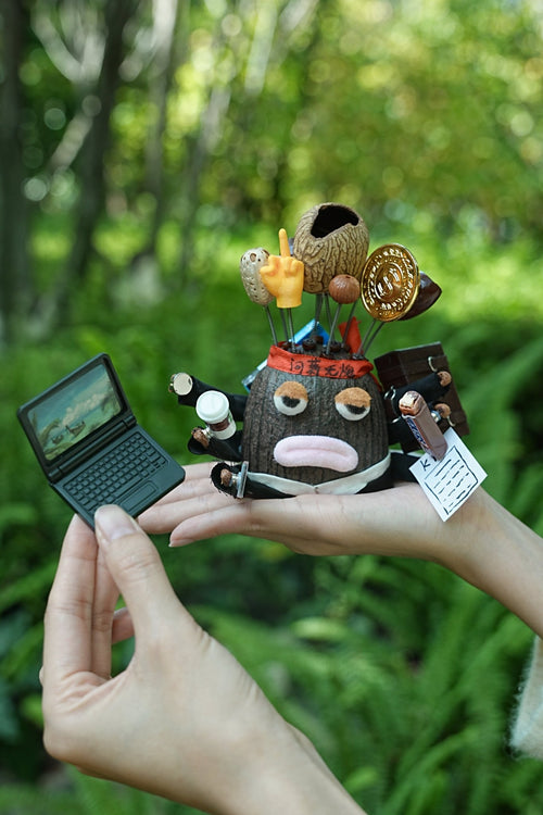 "The Corporate Survivor" - Funny Stressed Office Worker Doll with Laptop & Coffee - Yunicrafts