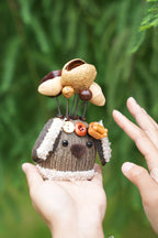 "The Cozy Puppy Guardian" - Nut Shell Dog Doll with Fuzzy Ears & Bone - Yunicrafts