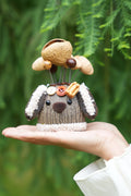 "The Cozy Puppy Guardian" - Nut Shell Dog Doll with Fuzzy Ears & Bone - Yunicrafts