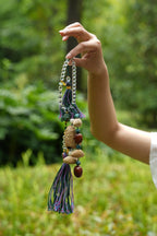 "The Crystal Harmony Tassel" - Natural Seed Charm with Crystal Beads & Silk Tassels - Yunicrafts