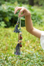 "The Crystal Harmony Tassel" - Natural Seed Charm with Crystal Beads & Silk Tassels - Yunicrafts