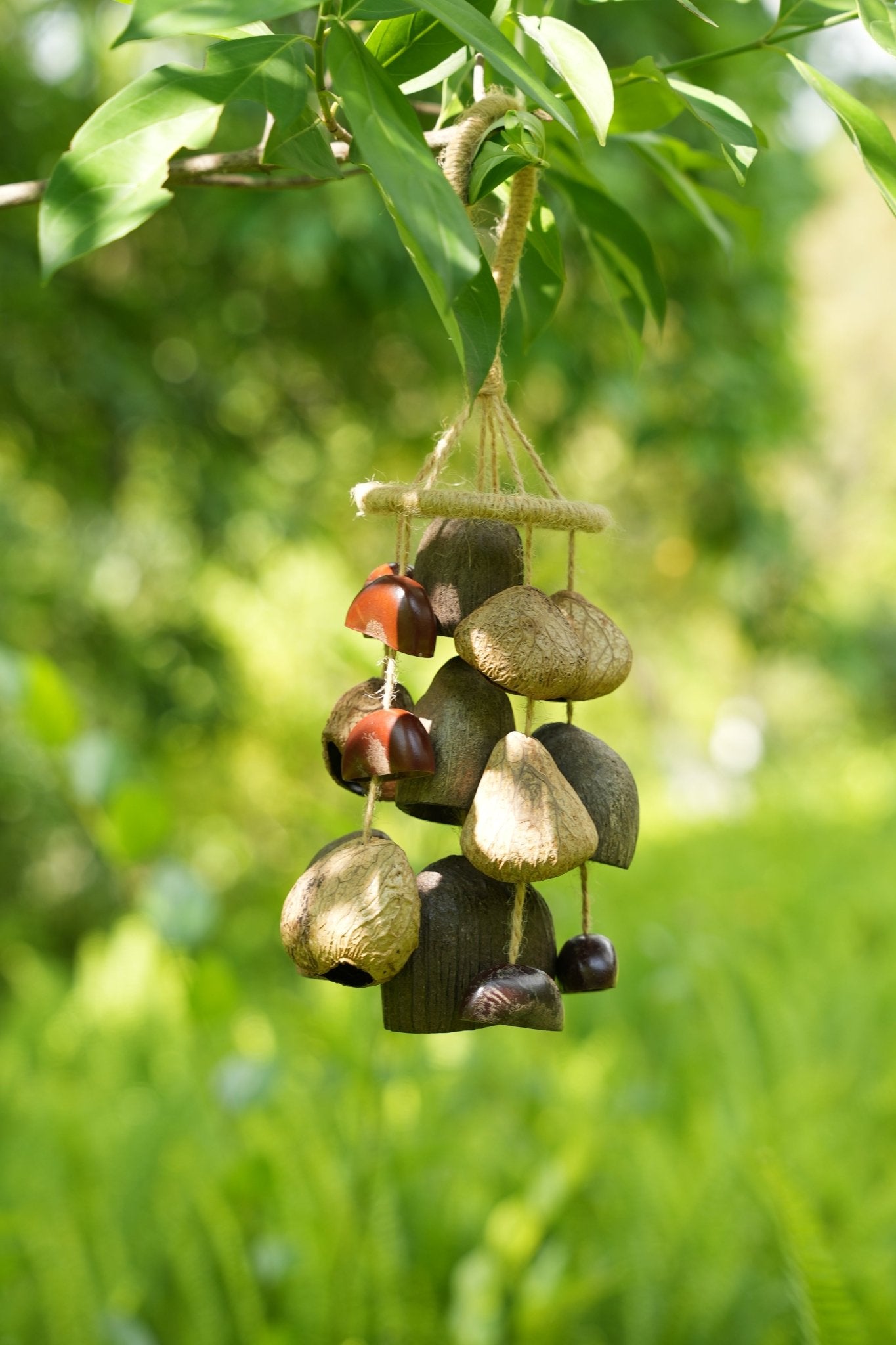 "The Deep Forest Chime" - Clustered Coconut & Seed Pod Wind Mobile - Yunicrafts