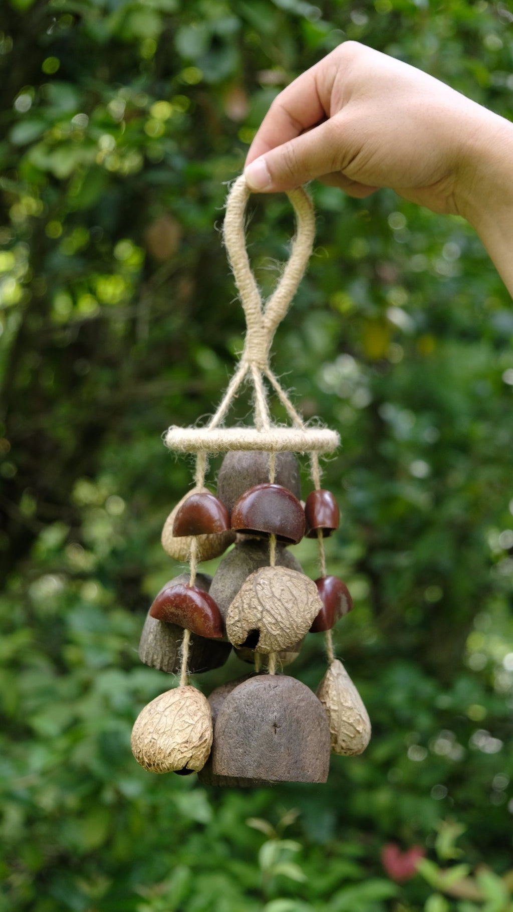 "The Deep Forest Chime" - Clustered Coconut & Seed Pod Wind Mobile - Yunicrafts