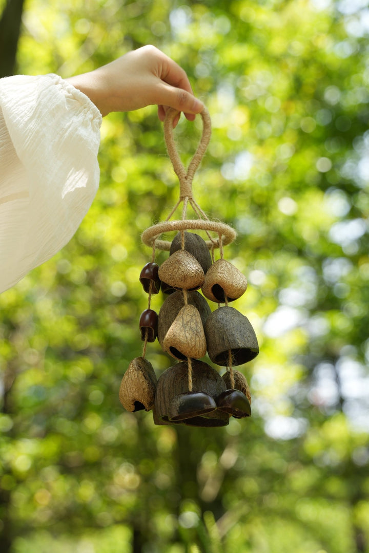"The Deep Forest Chime" - Clustered Coconut & Seed Pod Wind Mobile