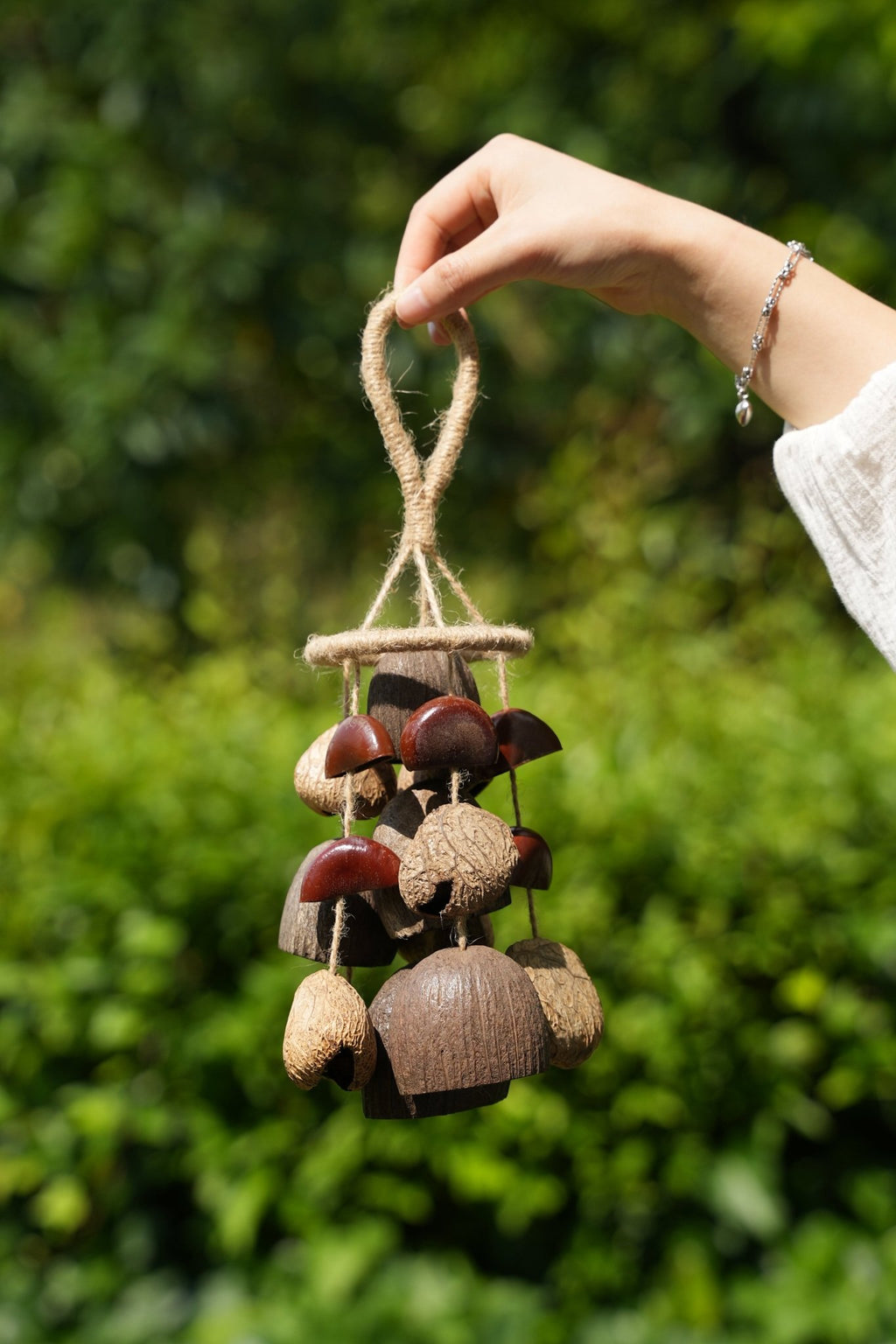 "The Deep Forest Chime" - Clustered Coconut & Seed Pod Wind Mobile - Yunicrafts