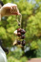 "The Deep Woods Rattle" - Dark Nut & Hollow Pod Cluster Charm with Rope Loop - Yunicrafts