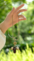 "The Earth Balance" - Stone Donut & Natural Seed Lariat Necklace - Yunicrafts