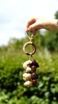 "The Earth Song" - Hand - Wrapped Wood Ring & Fibrous Pod Bag Charm - Yunicrafts