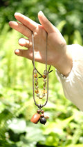 "The Earthy Gem" - Natural Seed Pendant Necklace with Beaded Stone Chain - Yunicrafts