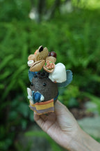 "The Feast King" - Nut Shell Elephant Doll with Snack Crown & Tiny Spoon - Yunicrafts