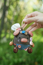 "The Forest Chef" - Handcrafted Nut Shell Piggy Doll with Chef Hat - Yunicrafts