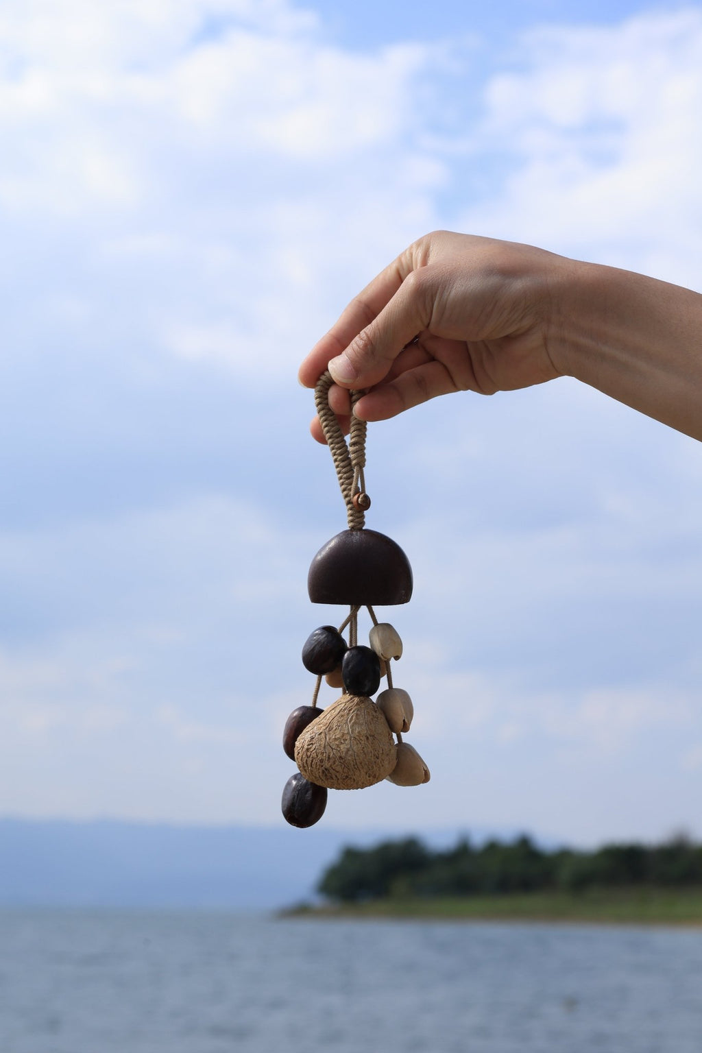 "The Forest Dome Chime" - Handcrafted Natural Seed Wind Bell with Dark Shell Cap - Yunicrafts