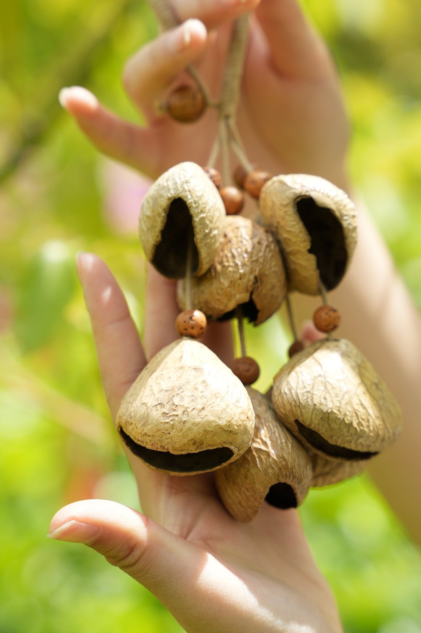 "The Forest Harvest Ring" - Natural Seed Cluster Charm with Dark Wood Handle - Yunicrafts
