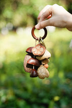 "The Forest Harvest Ring" - Natural Seed Cluster Charm with Dark Wood Handle - Yunicrafts