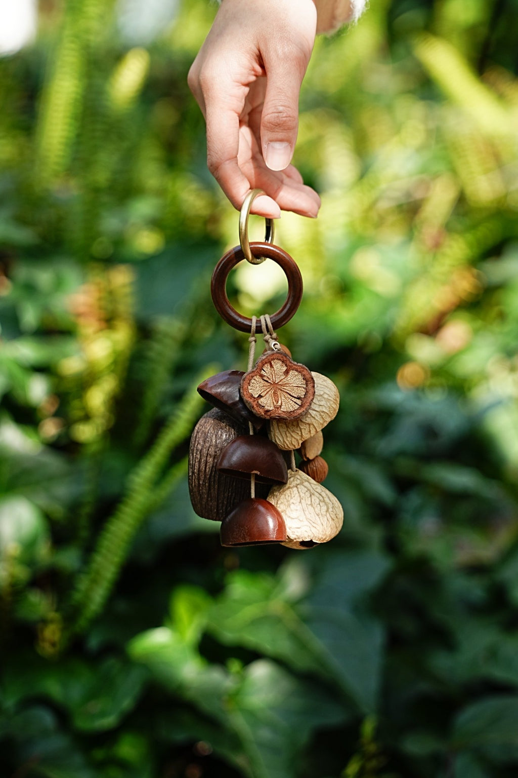 "The Forest Harvest Ring" - Natural Seed Cluster Charm with Dark Wood Handle - Yunicrafts