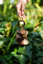 "The Forest Harvest Ring" - Natural Seed Cluster Charm with Dark Wood Handle - Yunicrafts