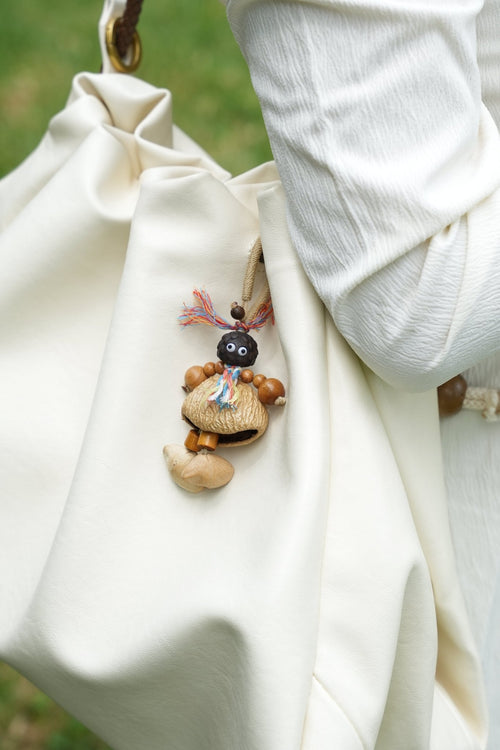 "The Forest Nut Doll" - Handcrafted Natural Seed Character Charm with Colorful Yarn Hair - Yunicrafts