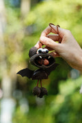 "The Fortune Bat" - Handcrafted Nut Shell Car Charm with 'Fu' (Good Luck) Seed - Yunicrafts