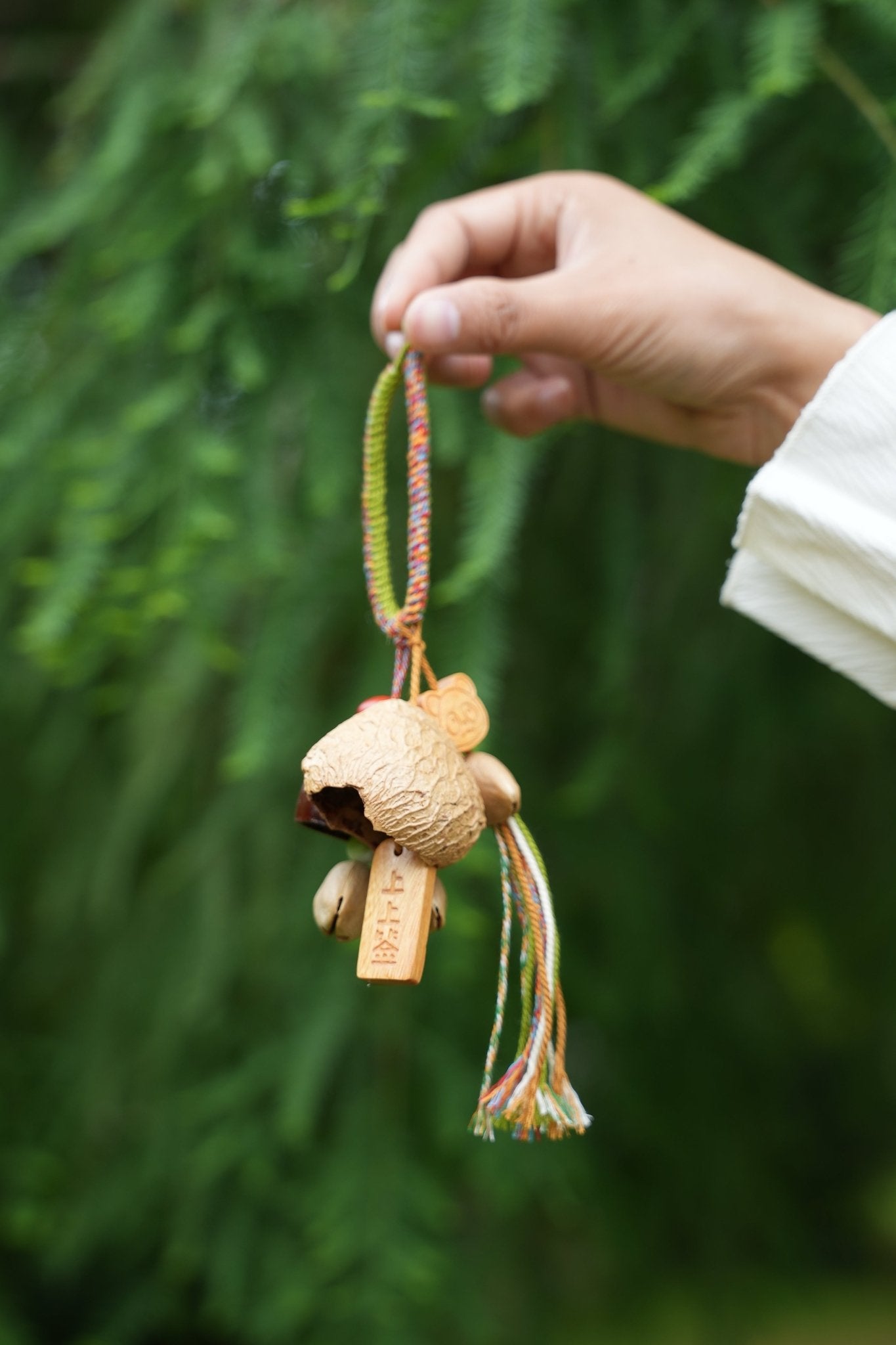 "The Fortune Seed" - Natural Pod Bag Charm with 'Best Luck' Wood Tag - Yunicrafts