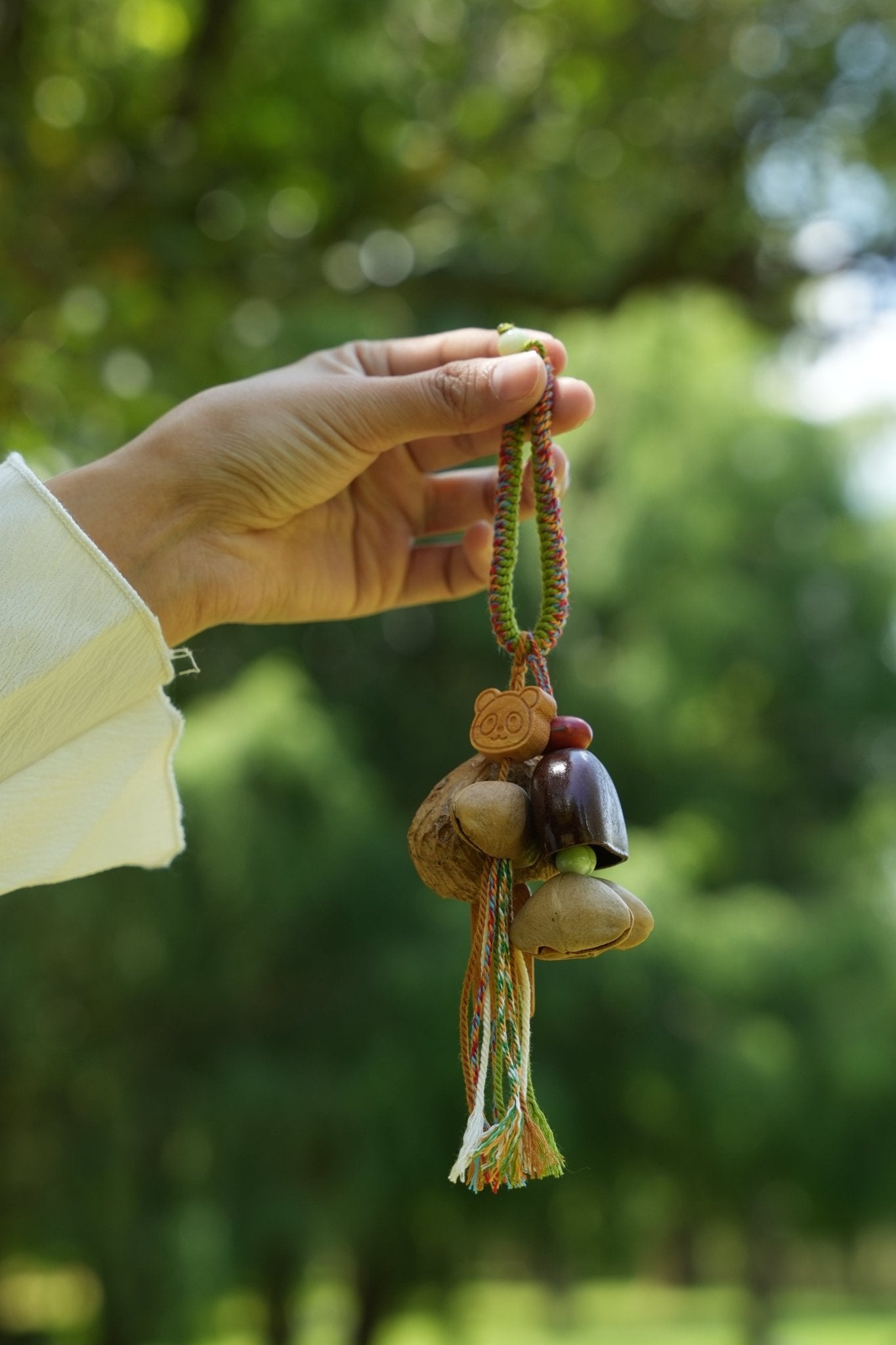 "The Fortune Seed" - Natural Pod Bag Charm with 'Best Luck' Wood Tag - Yunicrafts