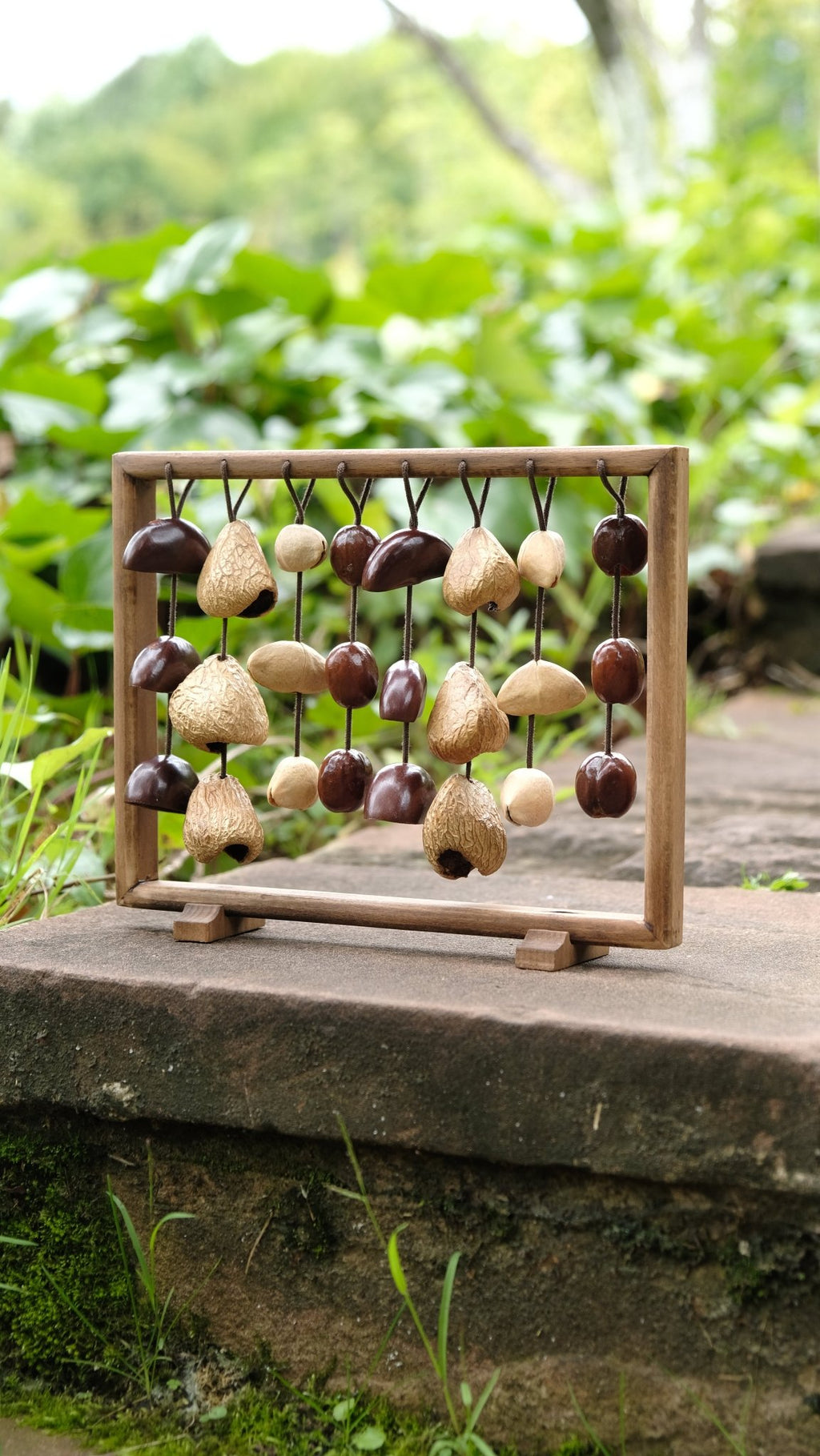 "The Fruit Bell Harp" - Vertical Seed Sound Sculpture & Zen Lyre - Yunicrafts